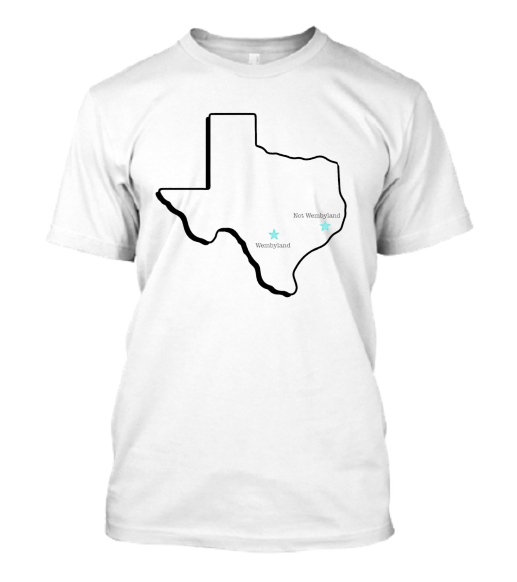 Texas State Map With Wembyland And Not Wembyland Stars T-Shirt