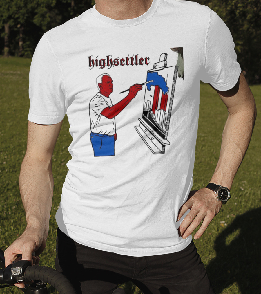 Highsettler Patriotic Painting Scene With Red And Blue Elements T-Shirt