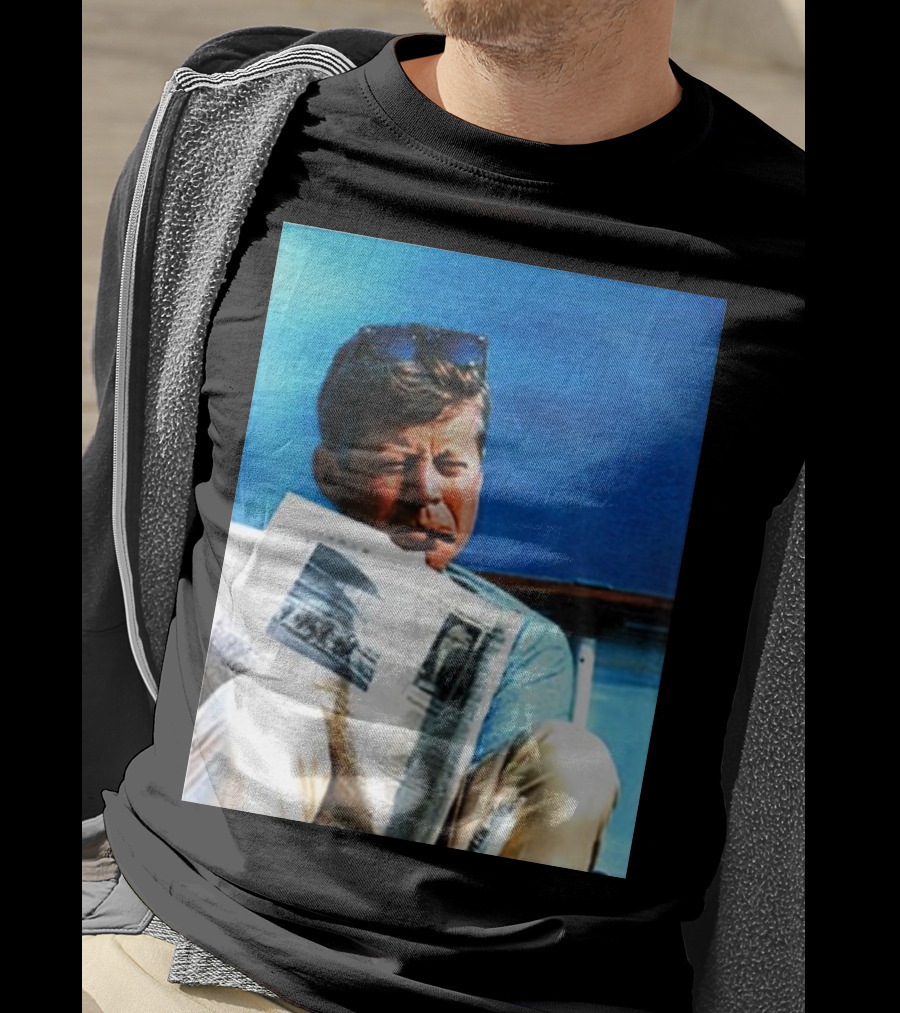 JFK Reading Newspaper On Summer Day T-Shirt