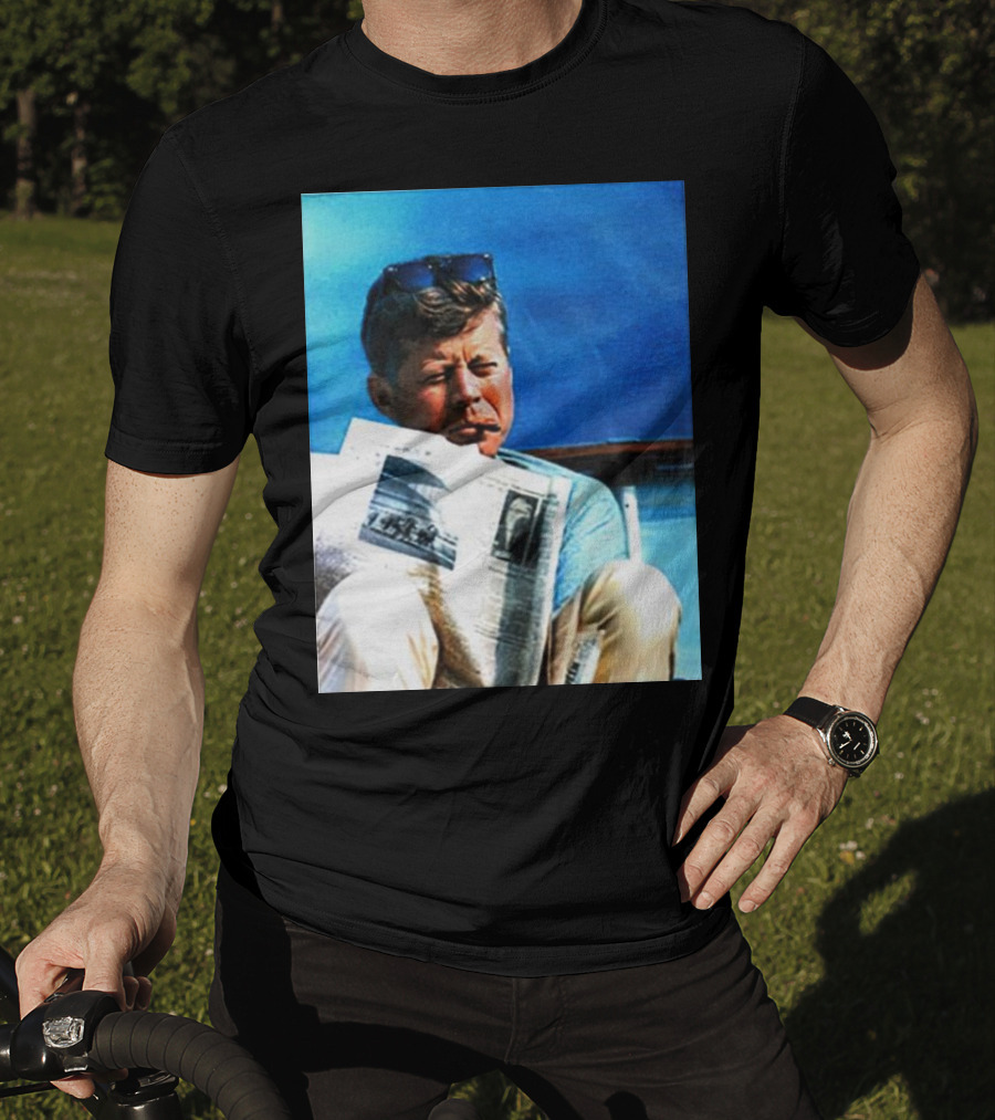 JFK Reading Newspaper On Summer Day T-Shirt