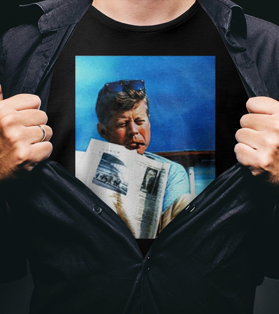 JFK Reading Newspaper On Summer Day T-Shirt