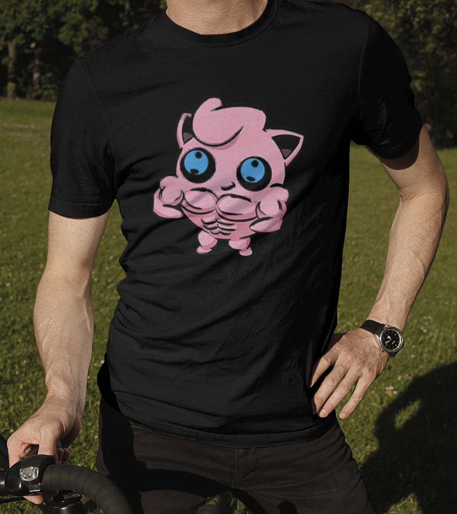 Jigglybuff Muscle Buff Pink Character With Blue Eyes T-Shirt