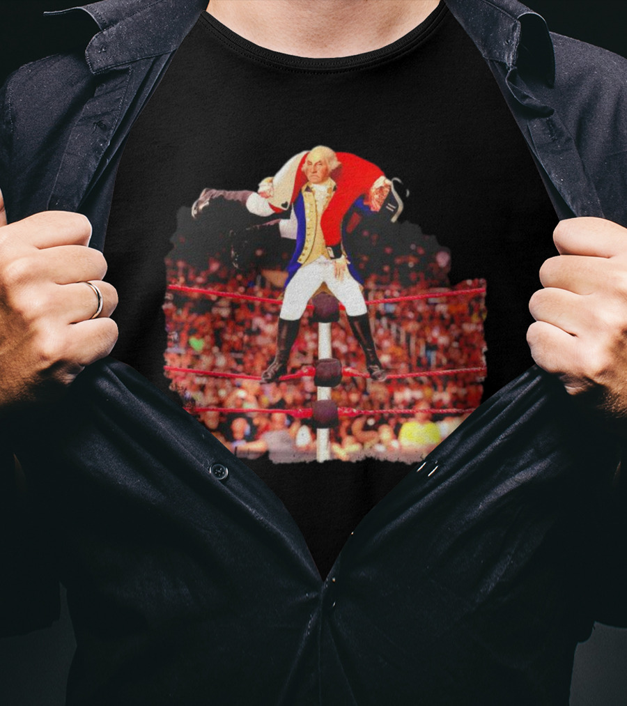 George Washington Wrestling Top Rope Crowd Scene T-Shirt