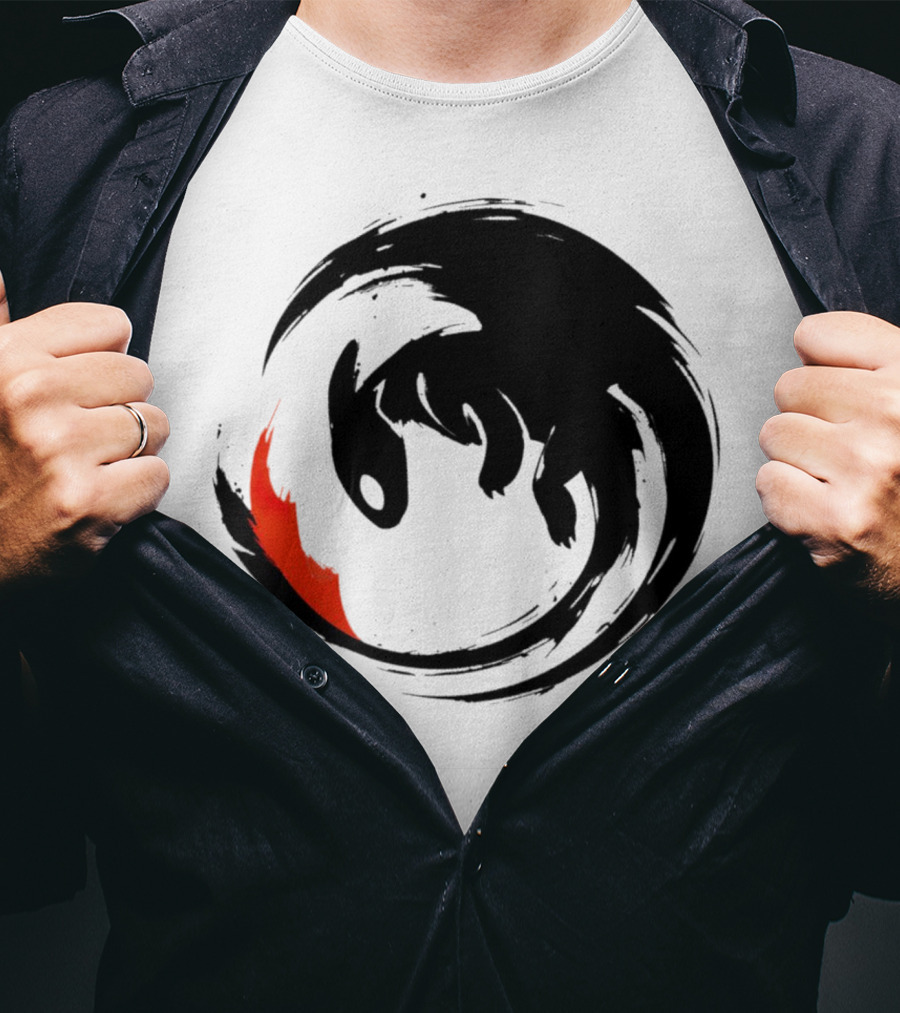 Toothless Night Fury Dragon Ying Yang T-Shirt