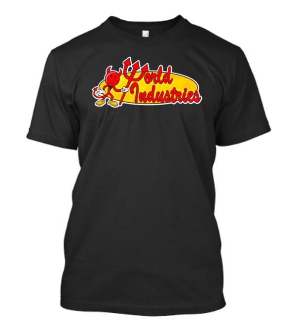 World Industries Logo With Smiling Devil Character T-Shirt
