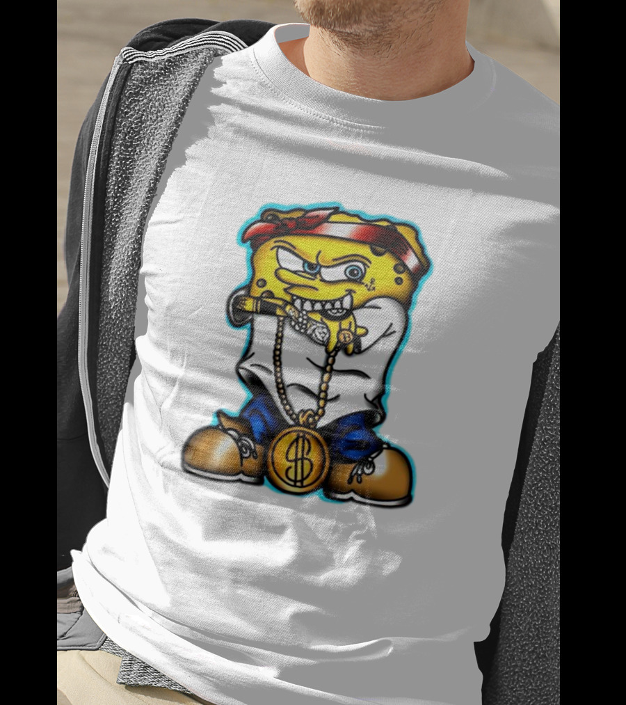 Gangster Spongebob Dollar Bling Animated Character T-Shirt