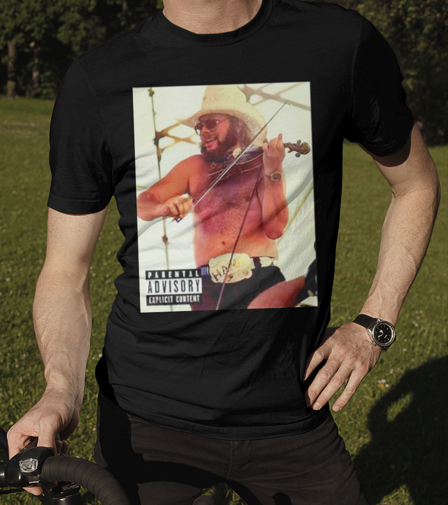 Parental Advisory Explicit Content Party Boy Hank Cowboy Violinist T-Shirt