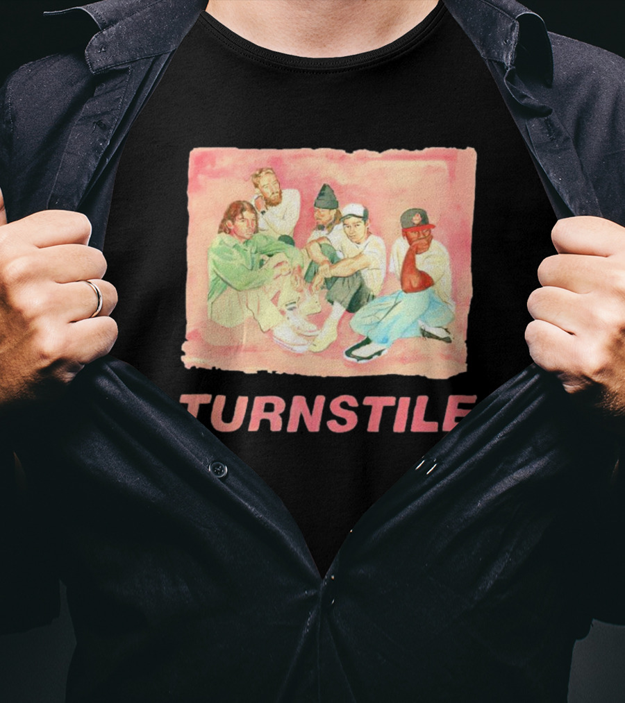 Turnstile Band Illustration Pink Pastel Aesthetic T-Shirt
