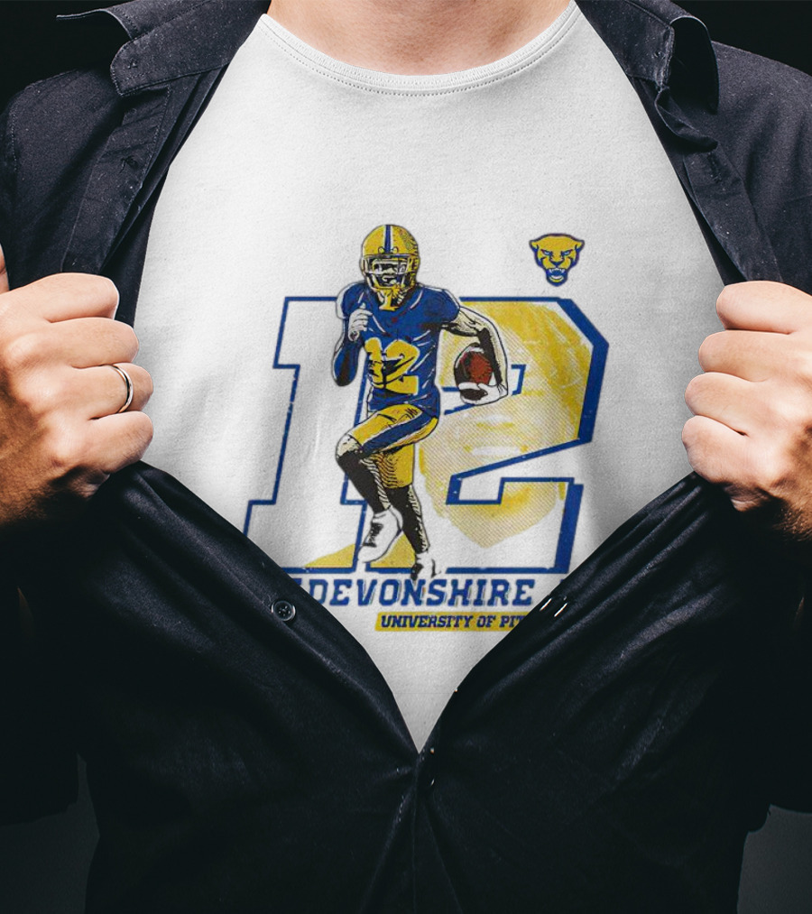 MJ Devonshire Jr University Of Pittsburgh Football 12 Panther T-Shirt