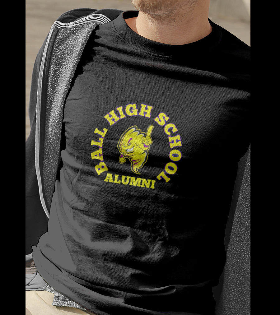 Ball High School Alumni Yellow Tornado Mascot T-Shirt