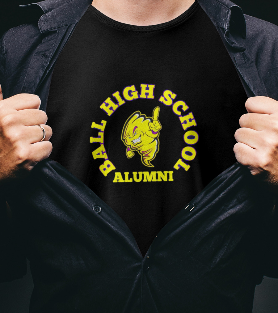 Ball High School Alumni Yellow Tornado Mascot T-Shirt