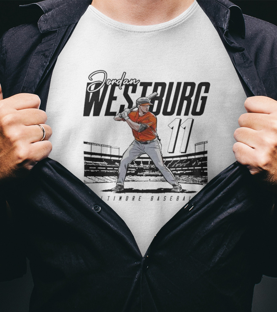 Jordan Westburg #11 Baltimore Baseball Player In Action T-Shirt
