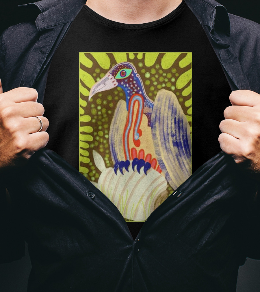 Bird Friends To The End Vivid Psychedelic Feathered Symbols T-Shirt