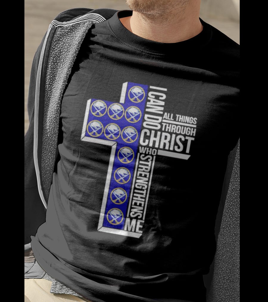 Buffalo Sabres I Can Do All Things Through Christ Who Strengthens Me Cross T-Shirt