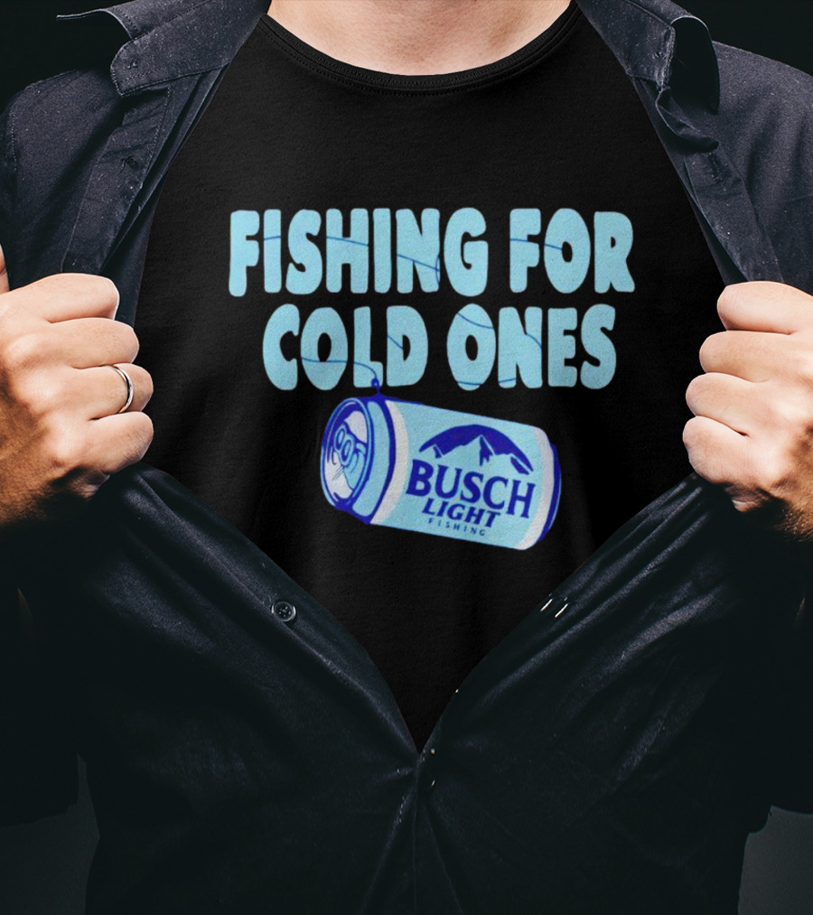Fishing For Cold Ones Busch Light Fishing Can Mountains T-Shirt