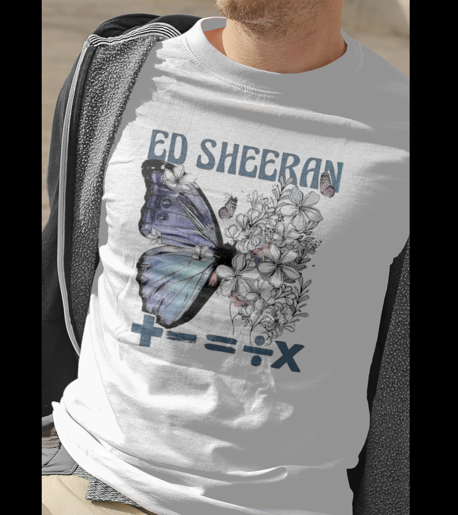 Ed Sheeran Butterfly Flowers Math Symbols Equals Tour T-Shirt