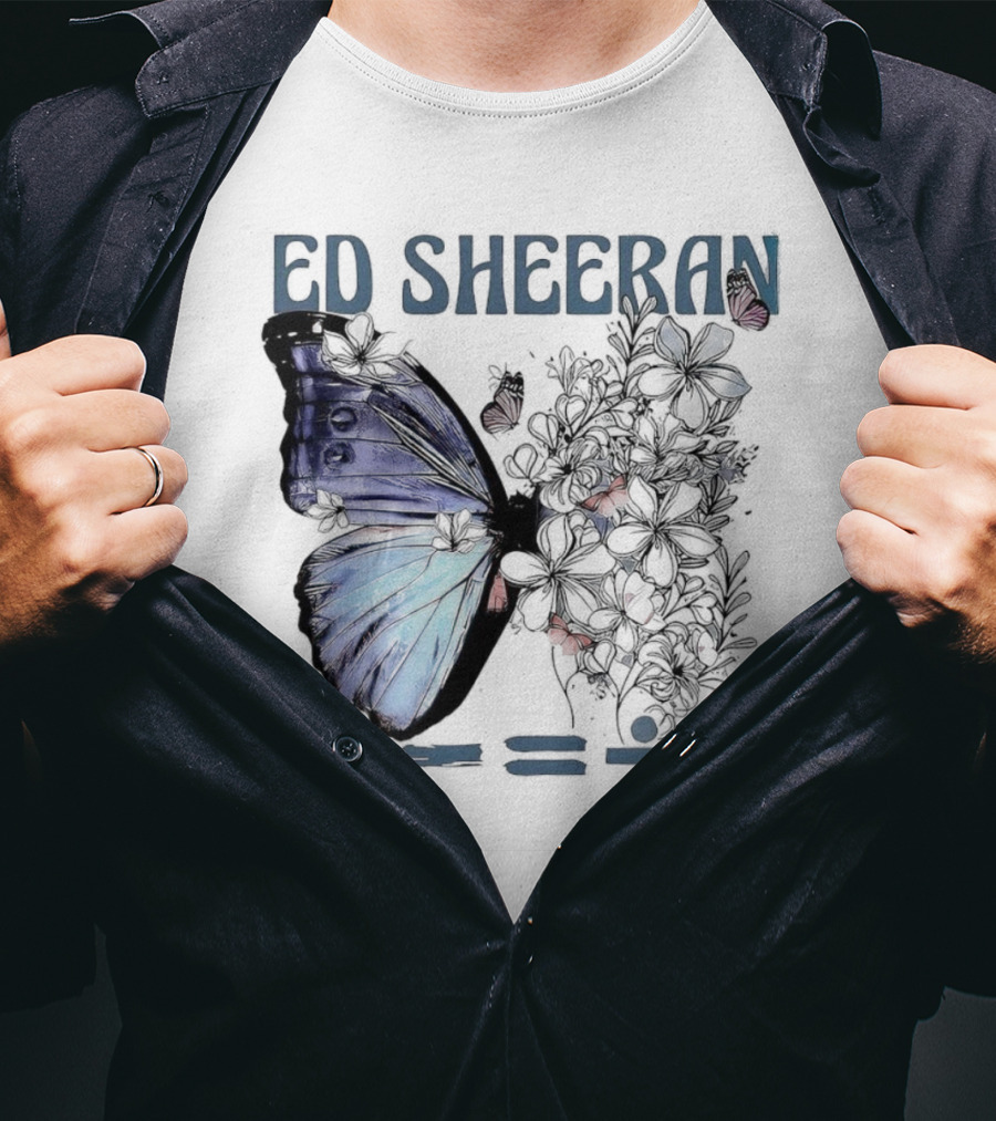 Ed Sheeran Butterfly Flowers Math Symbols Equals Tour T-Shirt