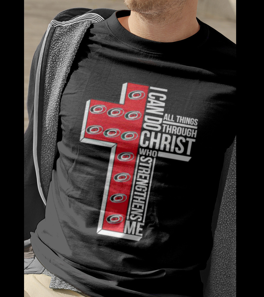 Carolina Hurricanes I Can Do All Things Through Christ Who Strengthens Me Cross T-Shirt