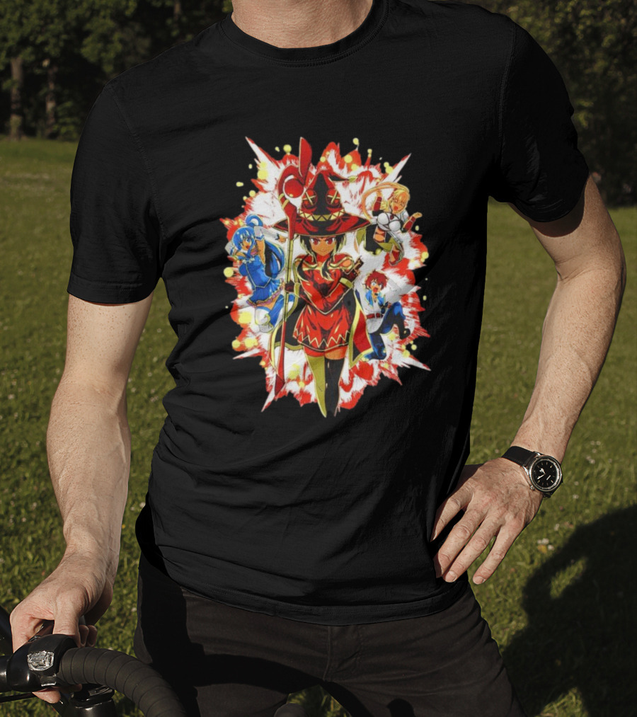 Explosion Magic Anime Konosuba Megumin Aqua Darkness Kazuma Scene T-Shirt