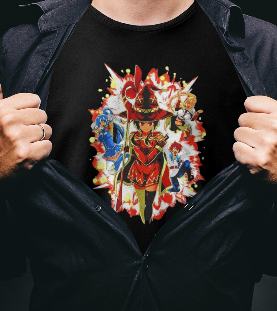 Explosion Magic Anime Konosuba Megumin Aqua Darkness Kazuma Scene T-Shirt