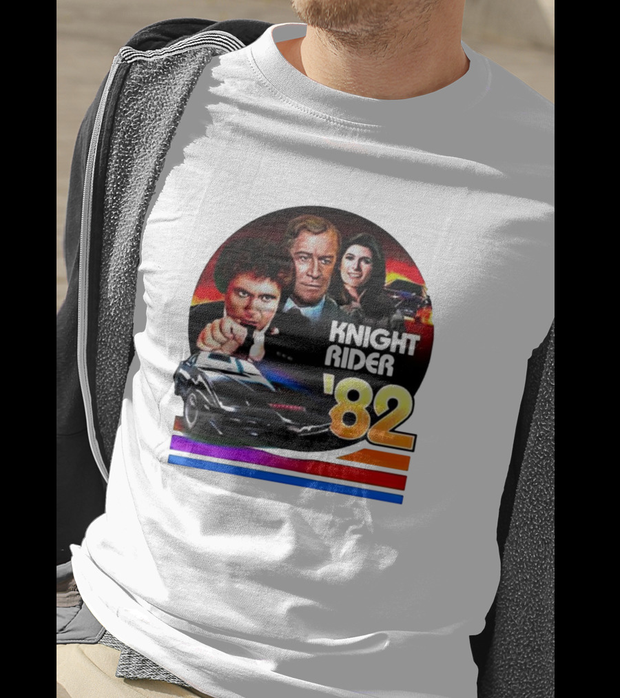 Knight Rider ’82 Retro Cast And Car Montage T-Shirt