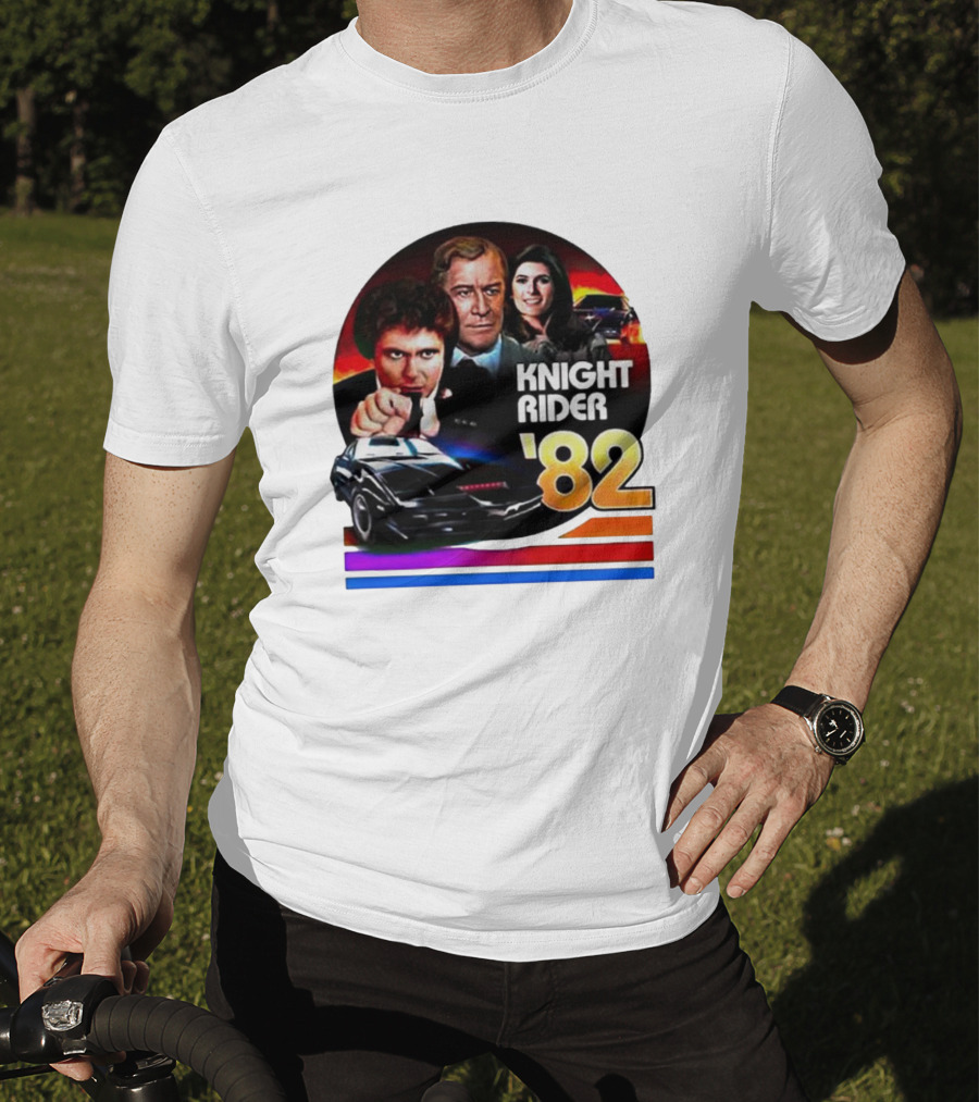 Knight Rider ’82 Retro Cast And Car Montage T-Shirt