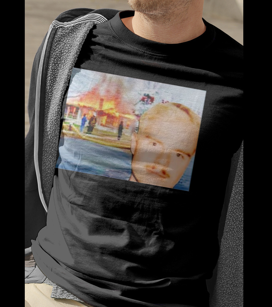 Lloyd Meme Fire Burning House Background T-Shirt