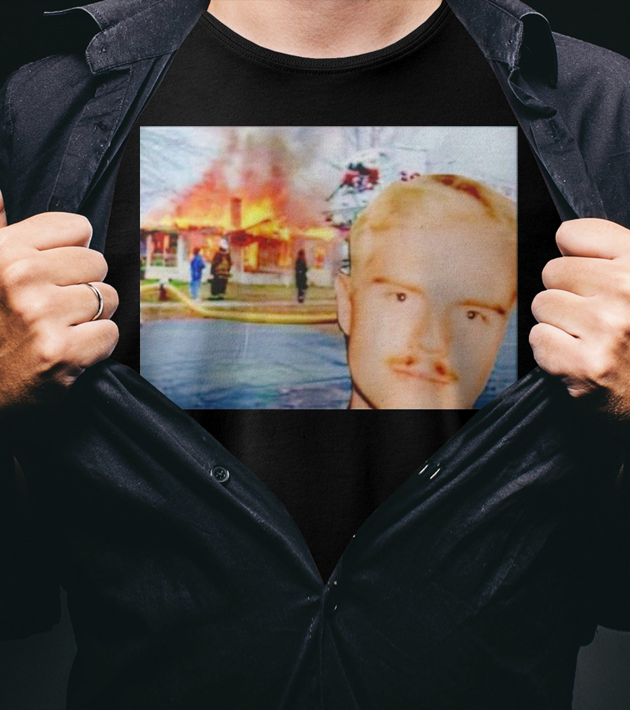 Lloyd Meme Fire Burning House Background T-Shirt