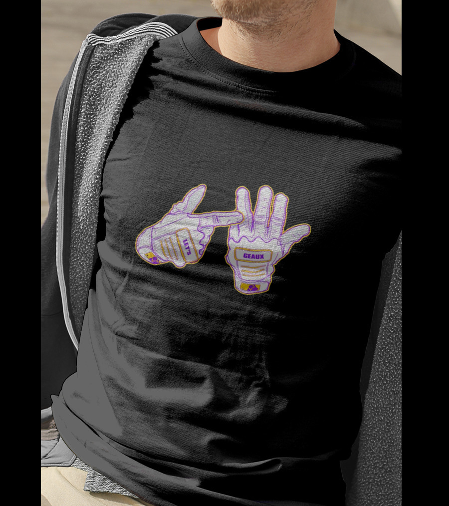 LSU Tigers Let’s Geaux Champion Hands Football Gloves T-Shirt