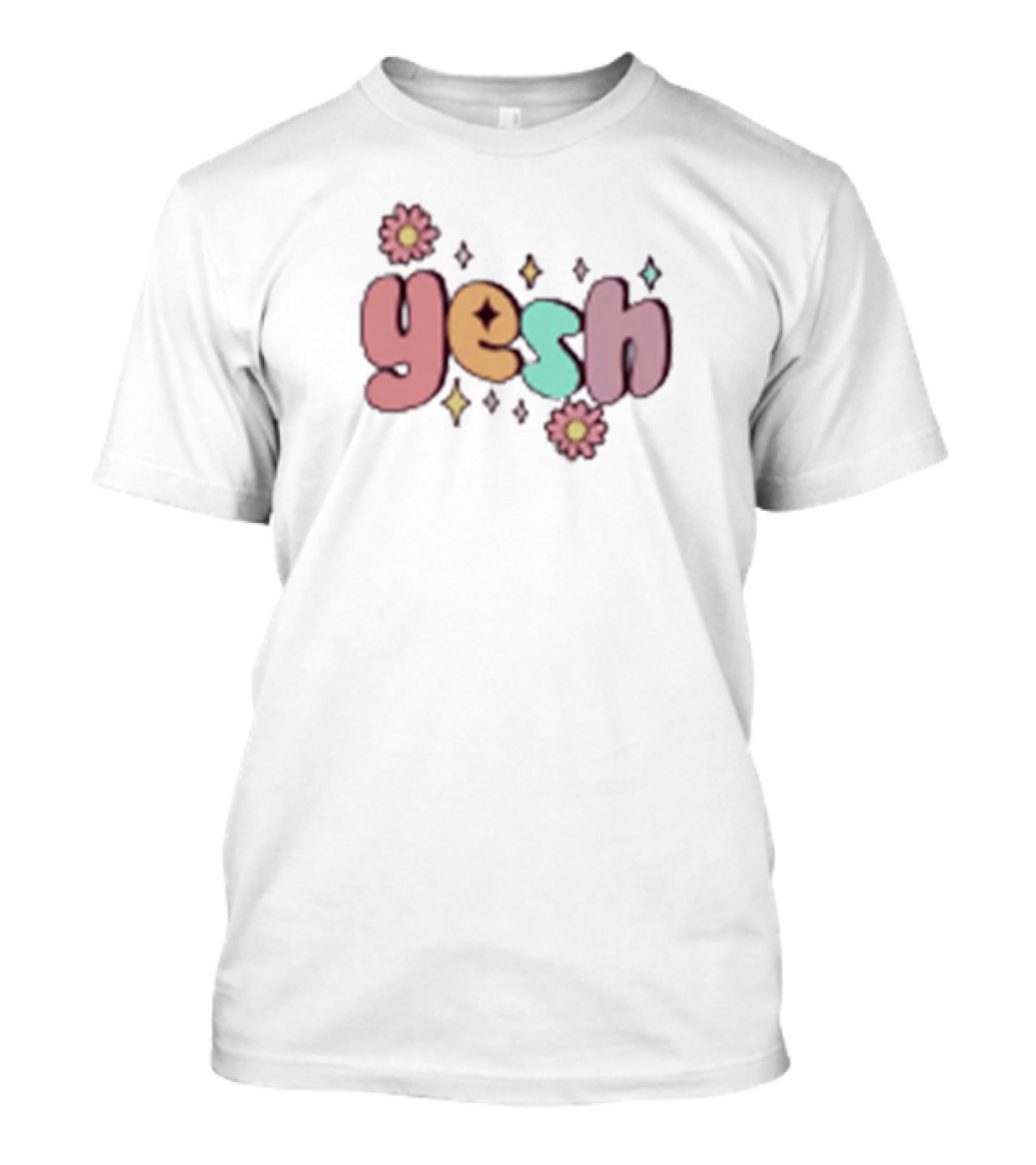 Lauren Derouen Yesh Colorful Floral Pastel Text With Flowers And Diamonds T-Shirt