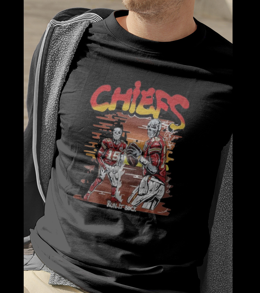 Chiefs Skeleton Run It Back Football Player T-Shirt