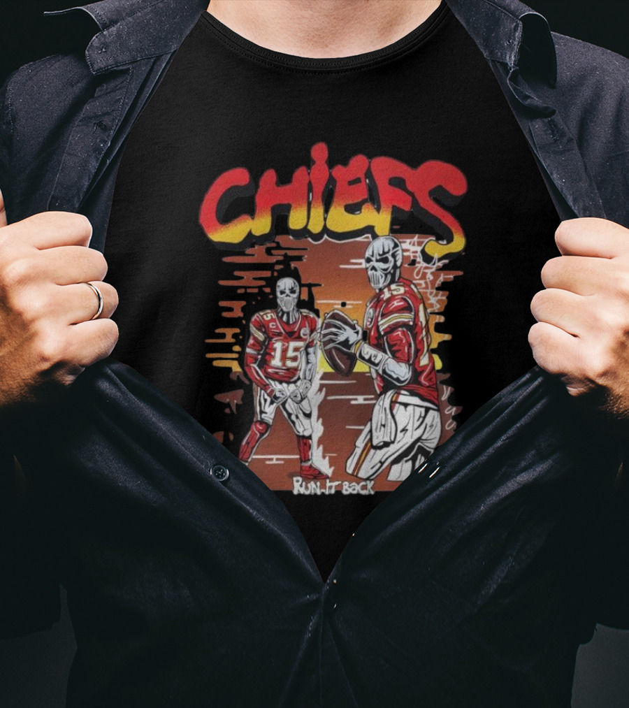 Chiefs Skeleton Run It Back Football Player T-Shirt
