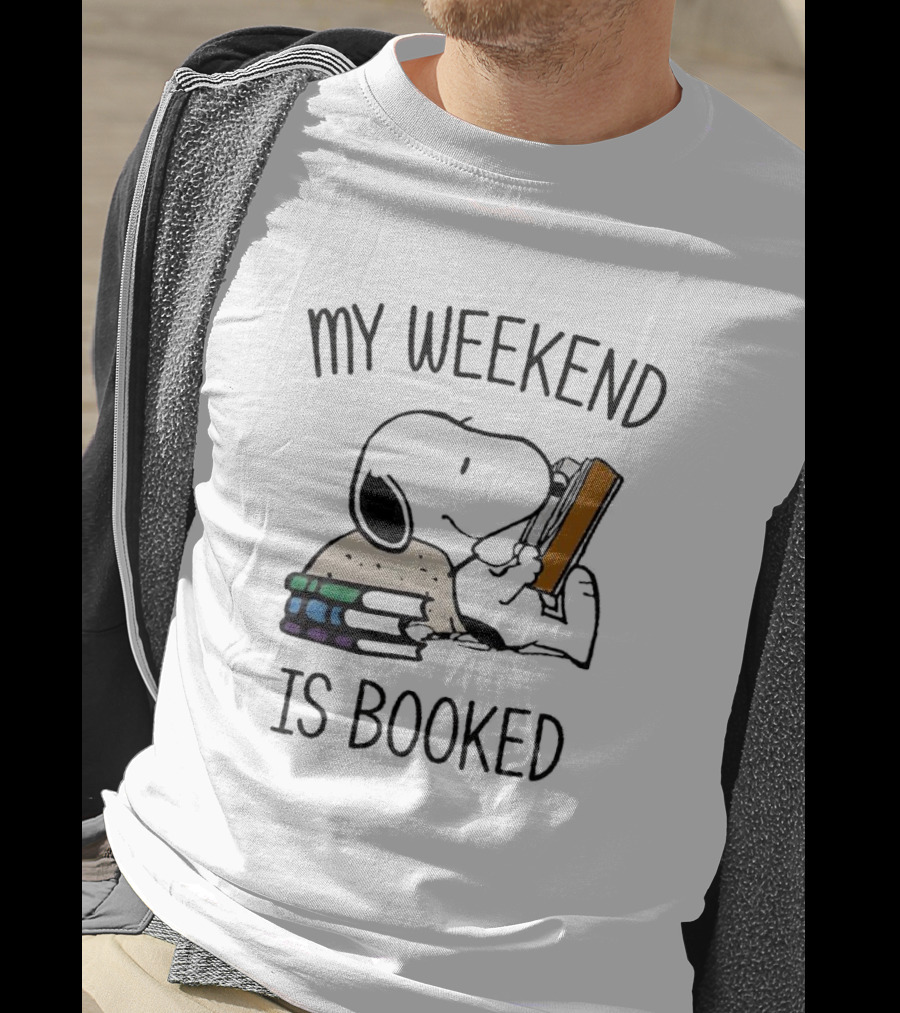 Snoopy My Weekend Is Booked Reading With Books T-Shirt