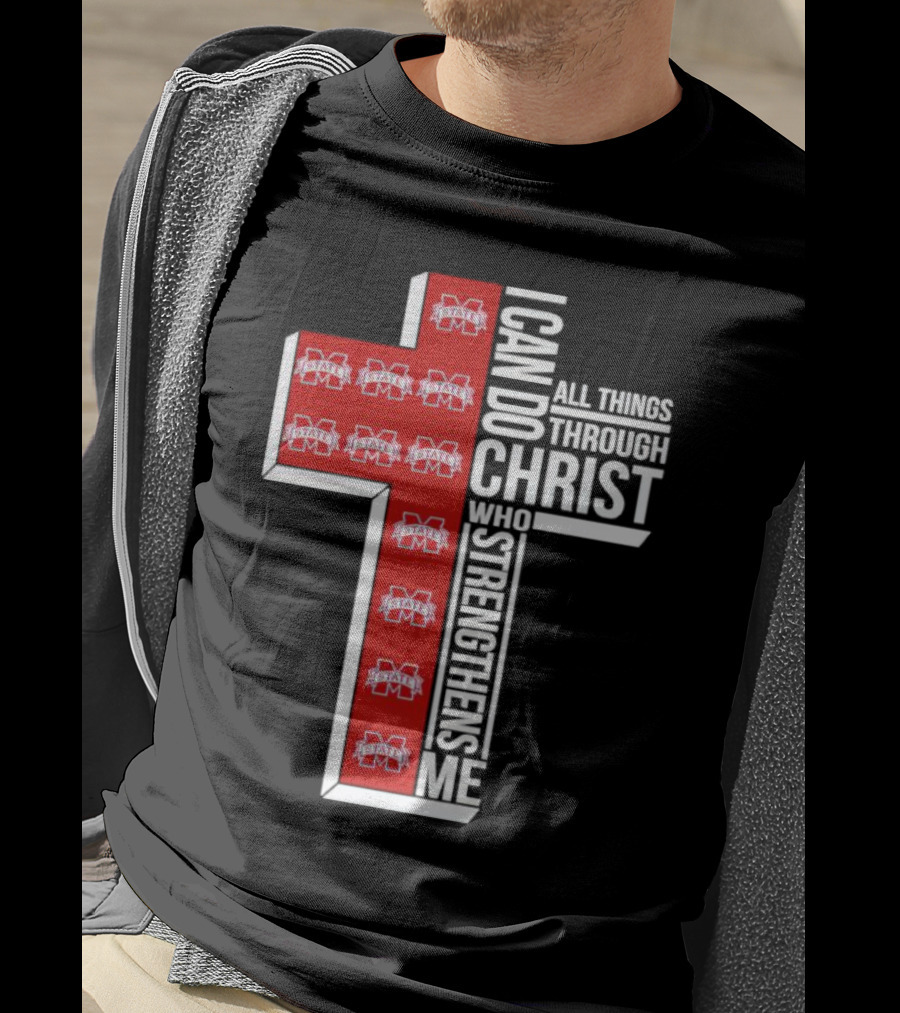 State Bulldogs I Can Do All Things Through Christ Who Strengthens Me Cross T-Shirt