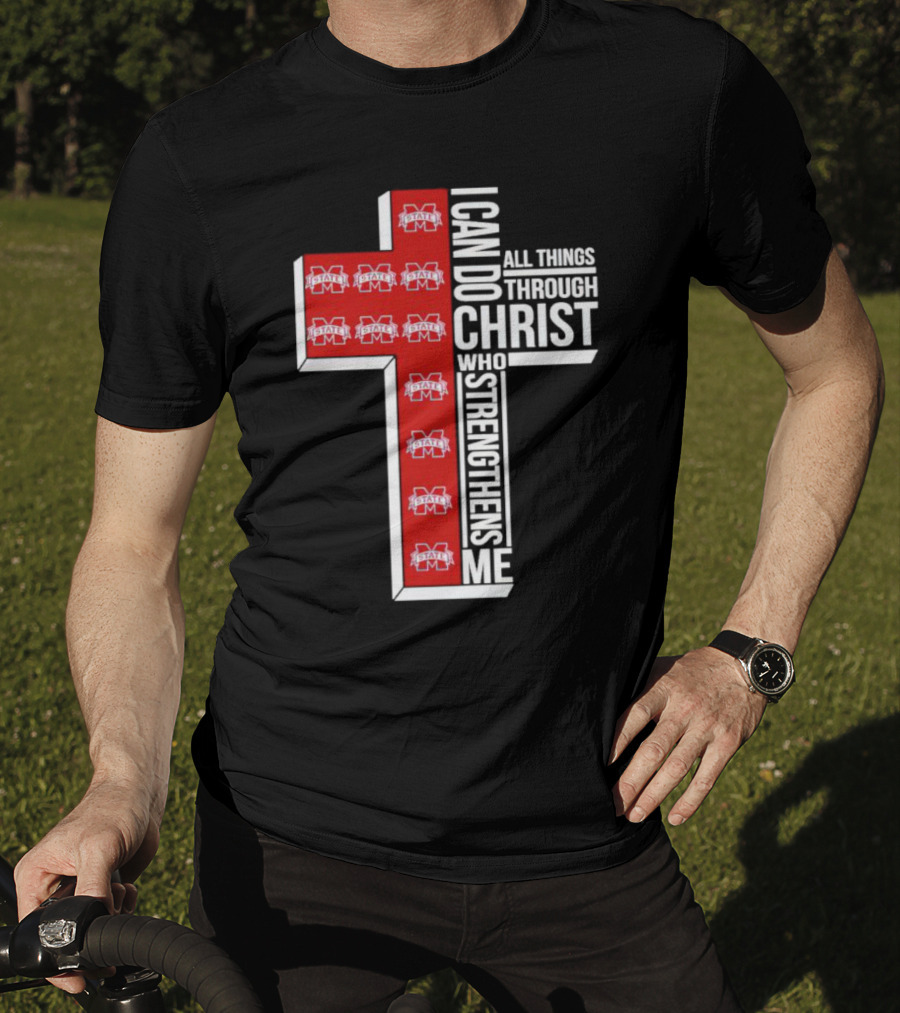 State Bulldogs I Can Do All Things Through Christ Who Strengthens Me Cross T-Shirt