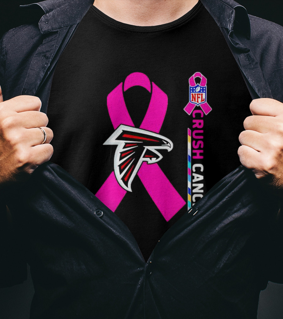 Atlanta Falcons NFL Pink Ribbon Crush Cancer Awareness T-Shirt
