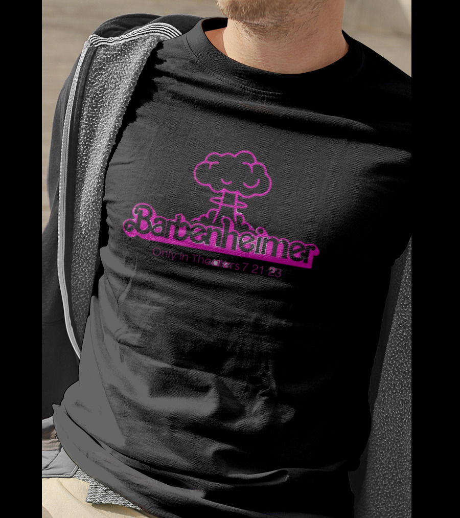 Barbenheimer Only In Theaters 7 21 23 Pink Explosion T-Shirt