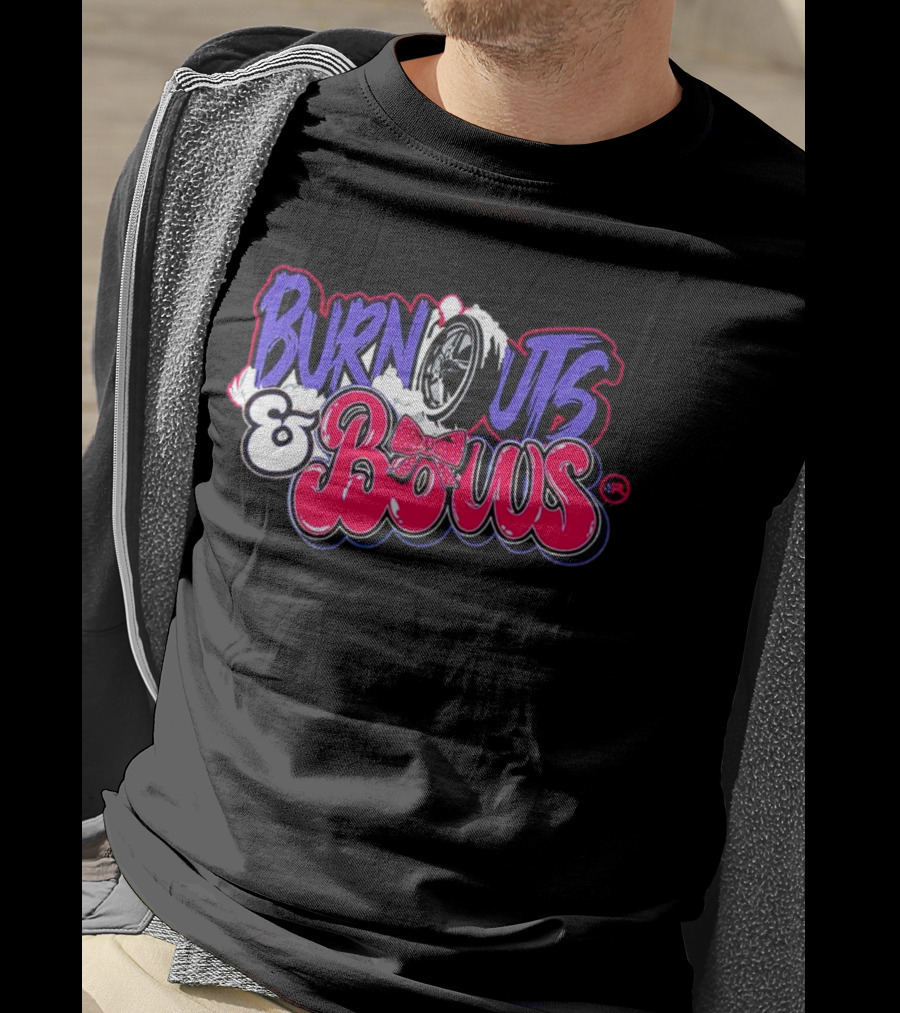 Burnouts And Bows Racing Tire And Bowtie Motif T-Shirt