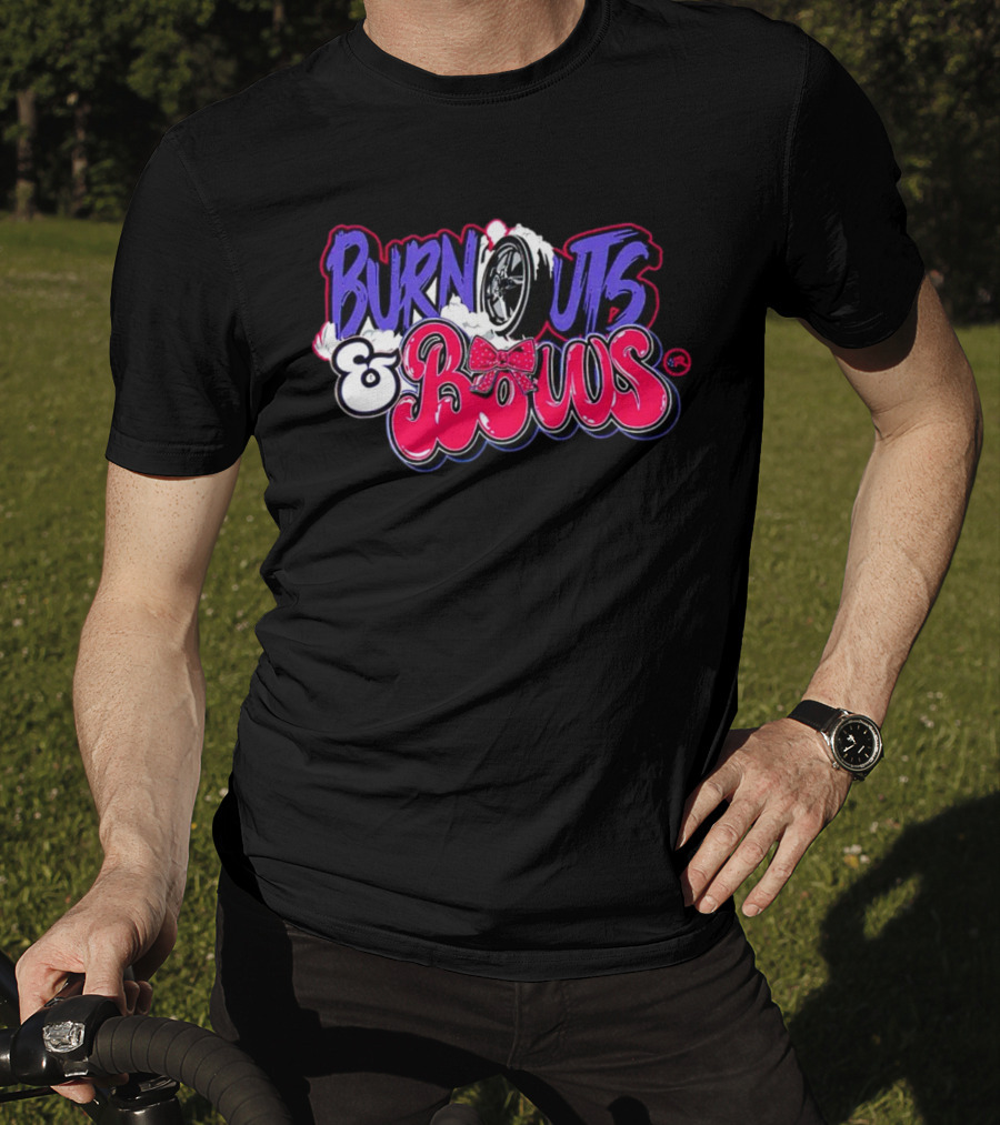 Burnouts And Bows Racing Tire And Bowtie Motif T-Shirt