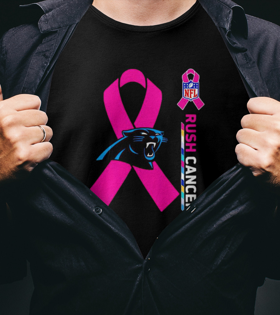 Carolina Panthers NFL Pink Ribbon Rush Cancer Awareness T-Shirt