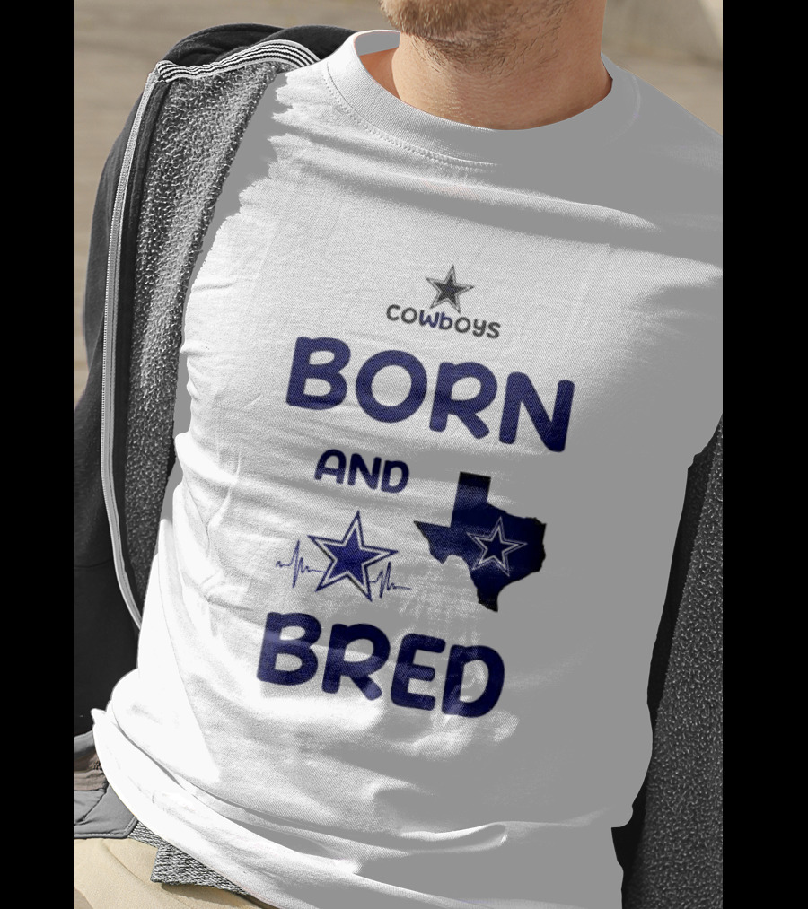Cowboys Born And Bred Texas Star Heartbeat T-Shirt