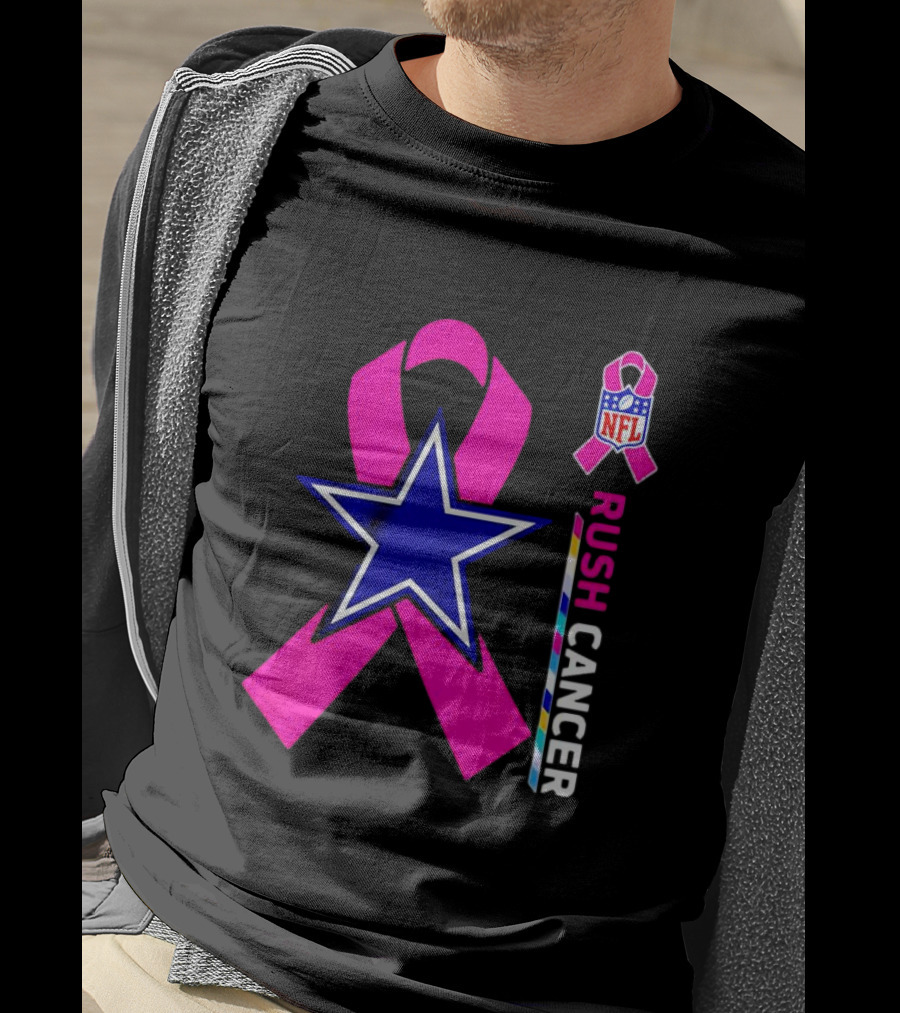Dallas Cowboys NFL Rush Cancer Pink Ribbon Star T-Shirt
