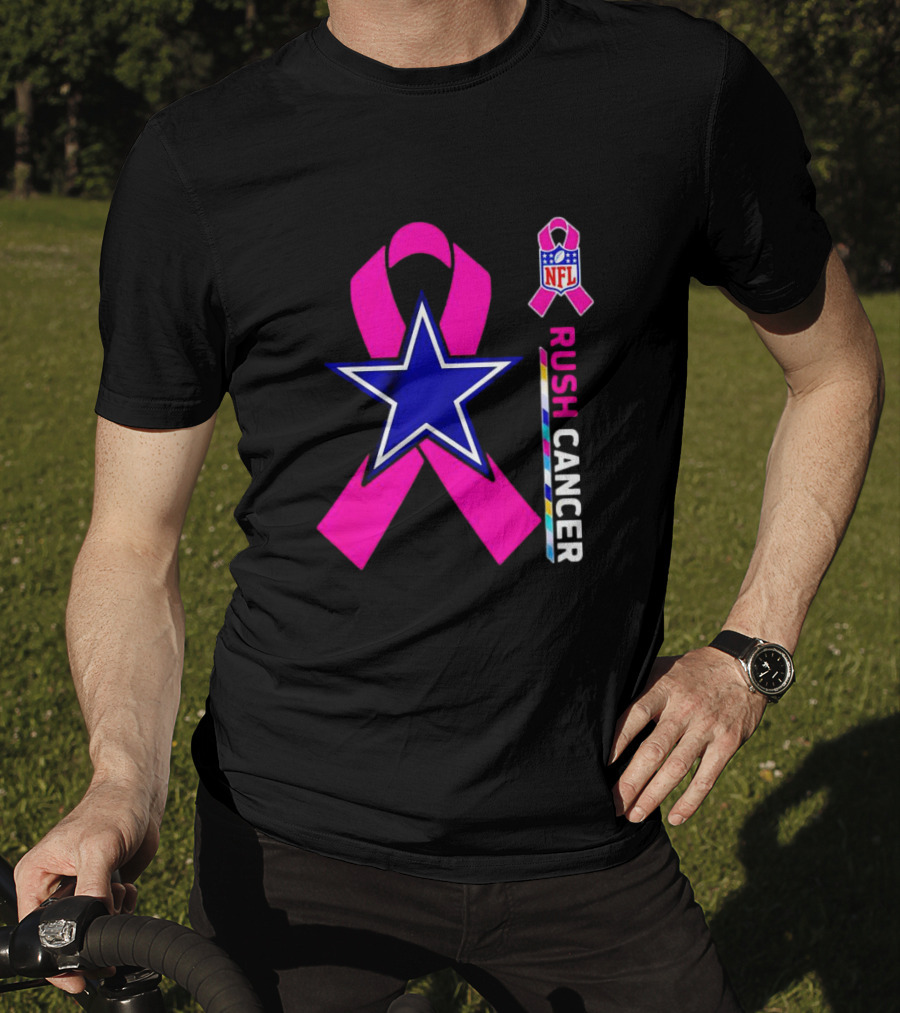 Dallas Cowboys NFL Rush Cancer Pink Ribbon Star T-Shirt