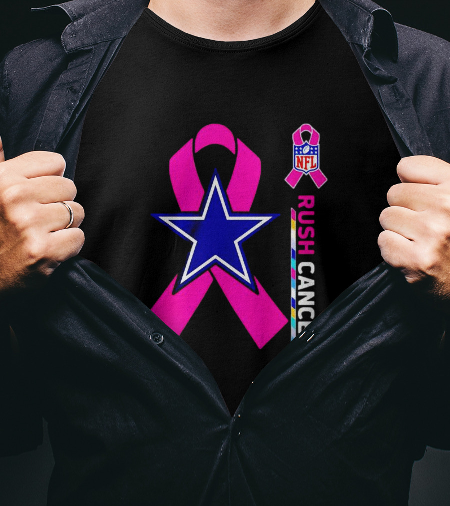 Dallas Cowboys NFL Rush Cancer Pink Ribbon Star T-Shirt