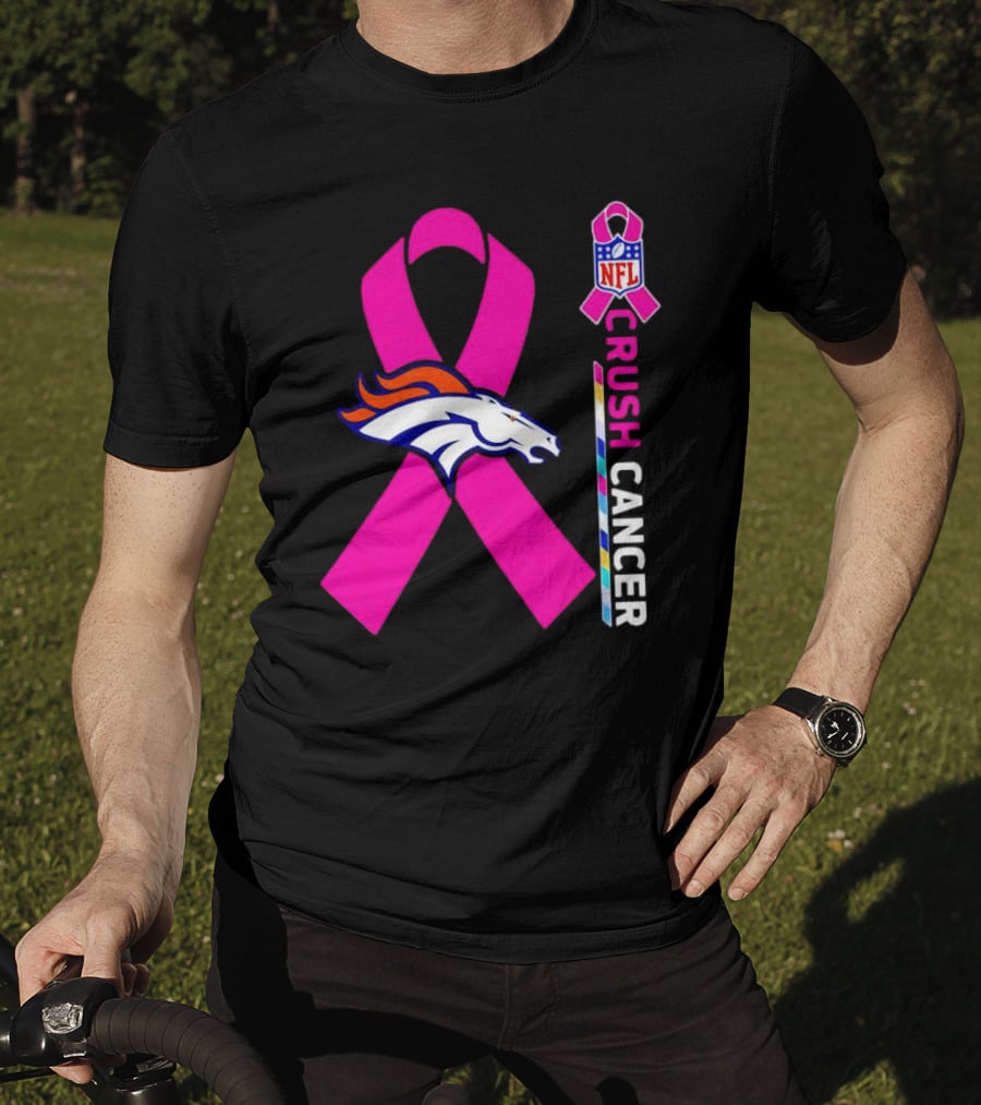 Denver Broncos NFL Pink Ribbon Crush Cancer Campaign T-Shirt