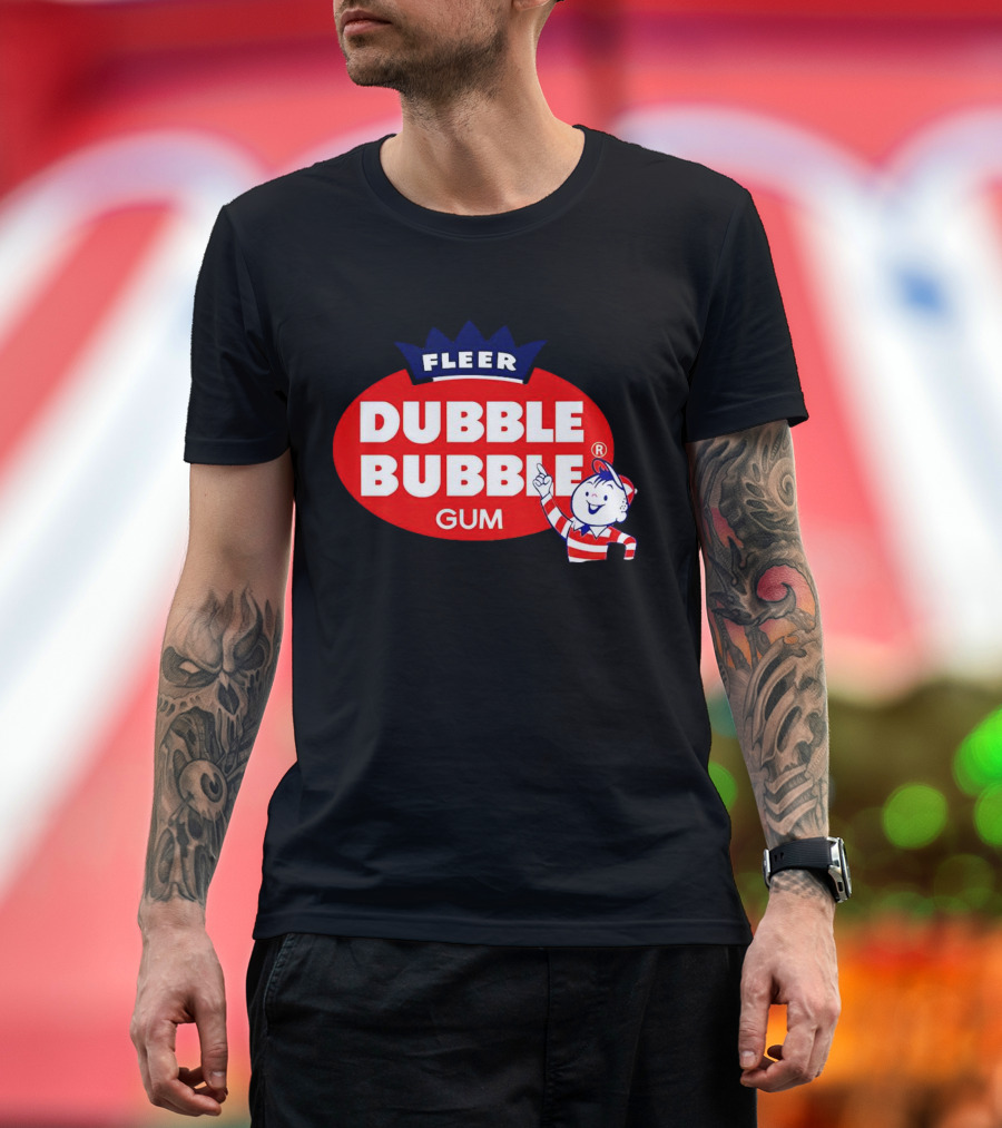 Fleer Dubble Bubble Gum Classic Logo with Character in Striped T-Shirt