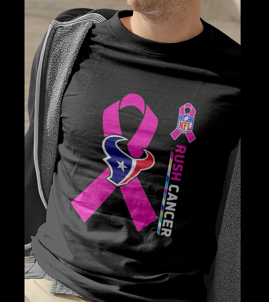 Houston Texans NFL Rush Crush Cancer Pink T-Shirt