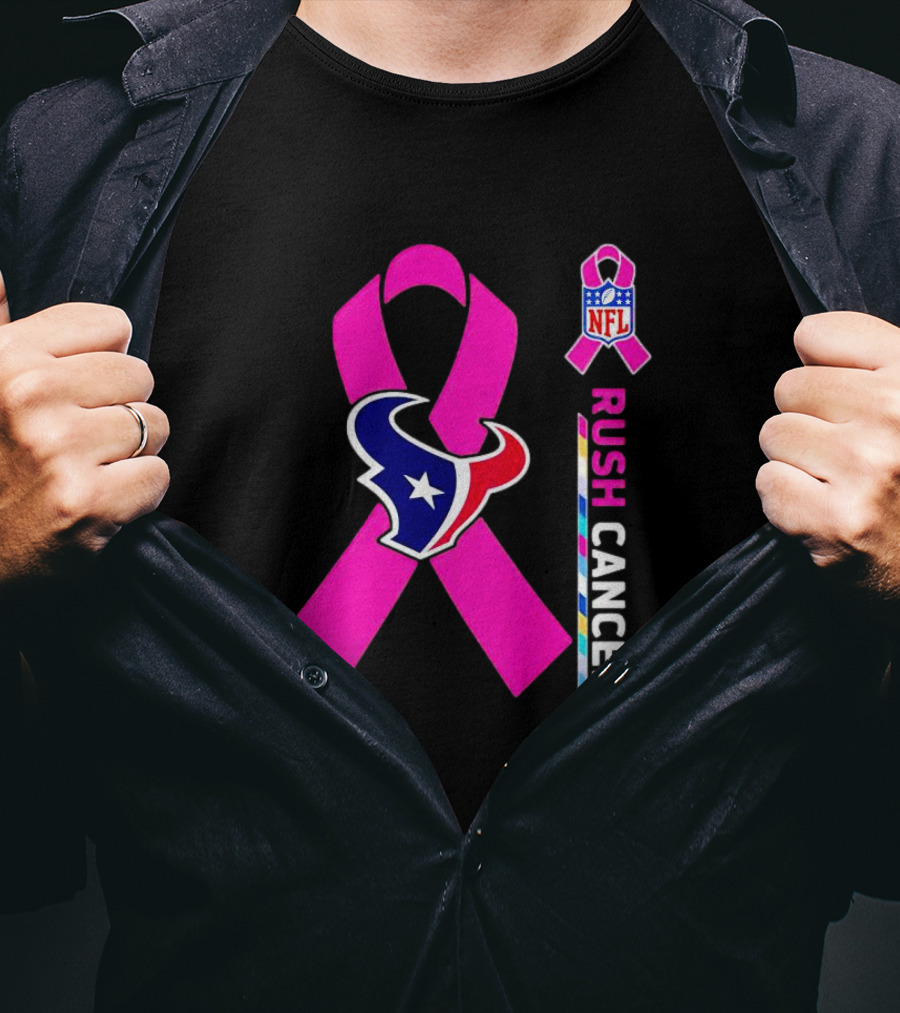 Houston Texans NFL Rush Crush Cancer Pink T-Shirt
