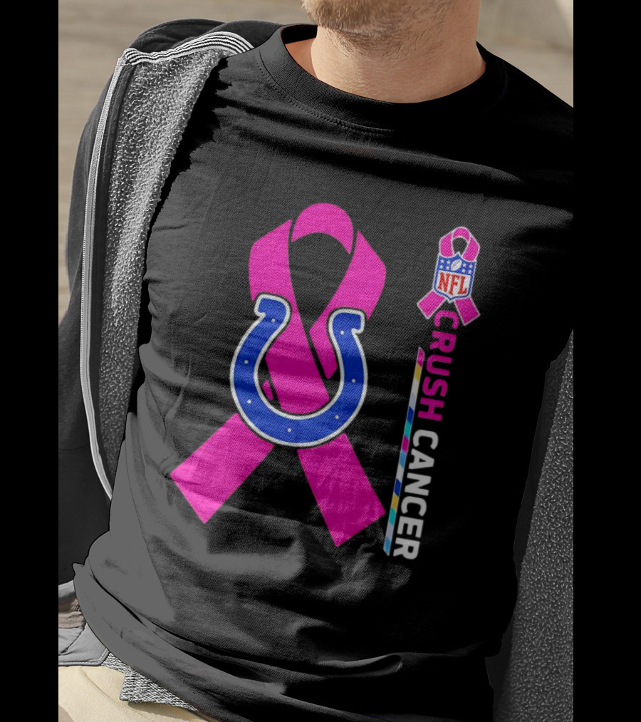 Indianapolis Colts NFL Pink Ribbon Crush Cancer T-Shirt
