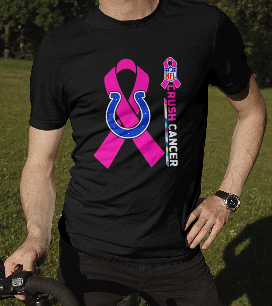 Indianapolis Colts NFL Pink Ribbon Crush Cancer T-Shirt